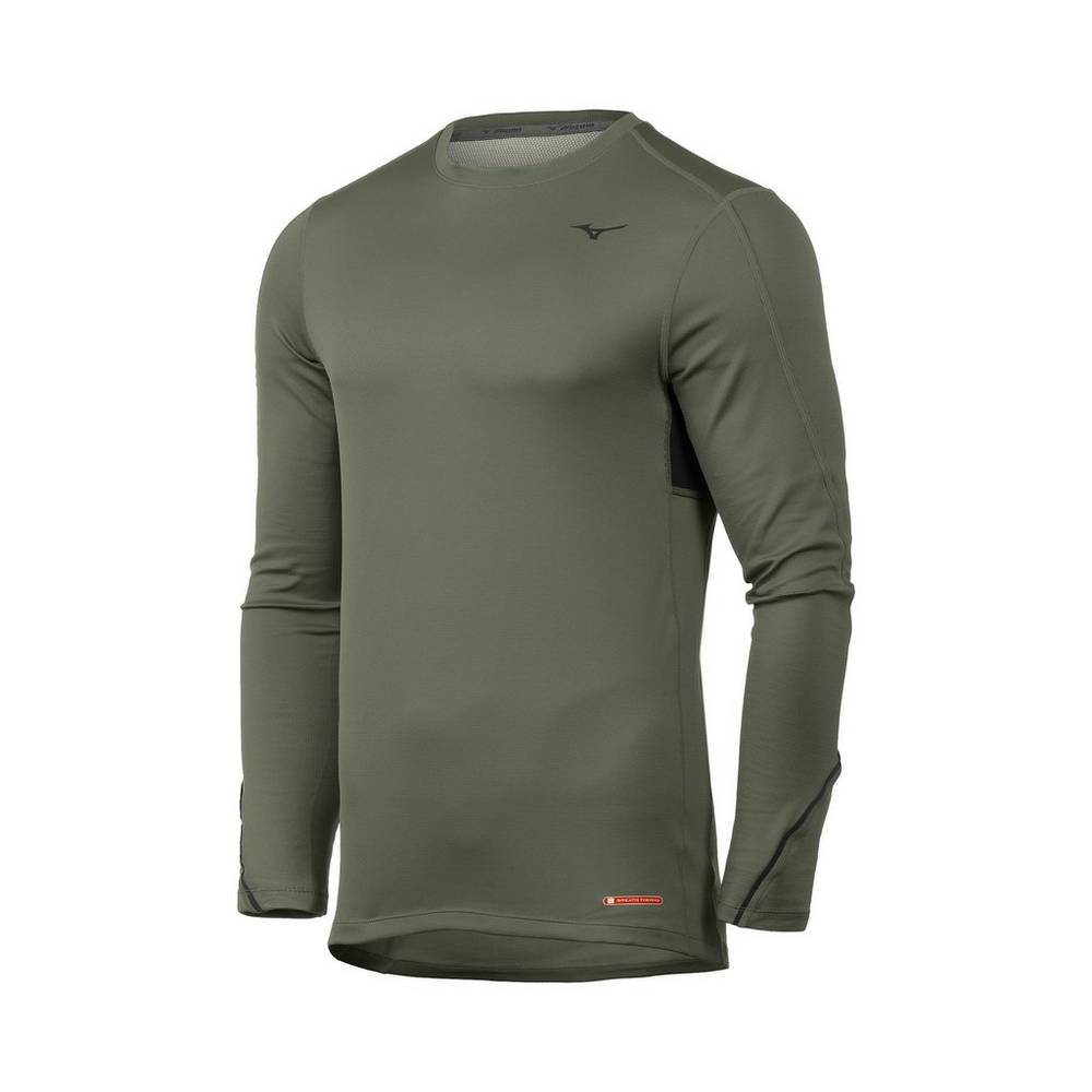 Mizuno Men's Breath Thermo® Base Layer Long Sleeve Green (421932-LBR)